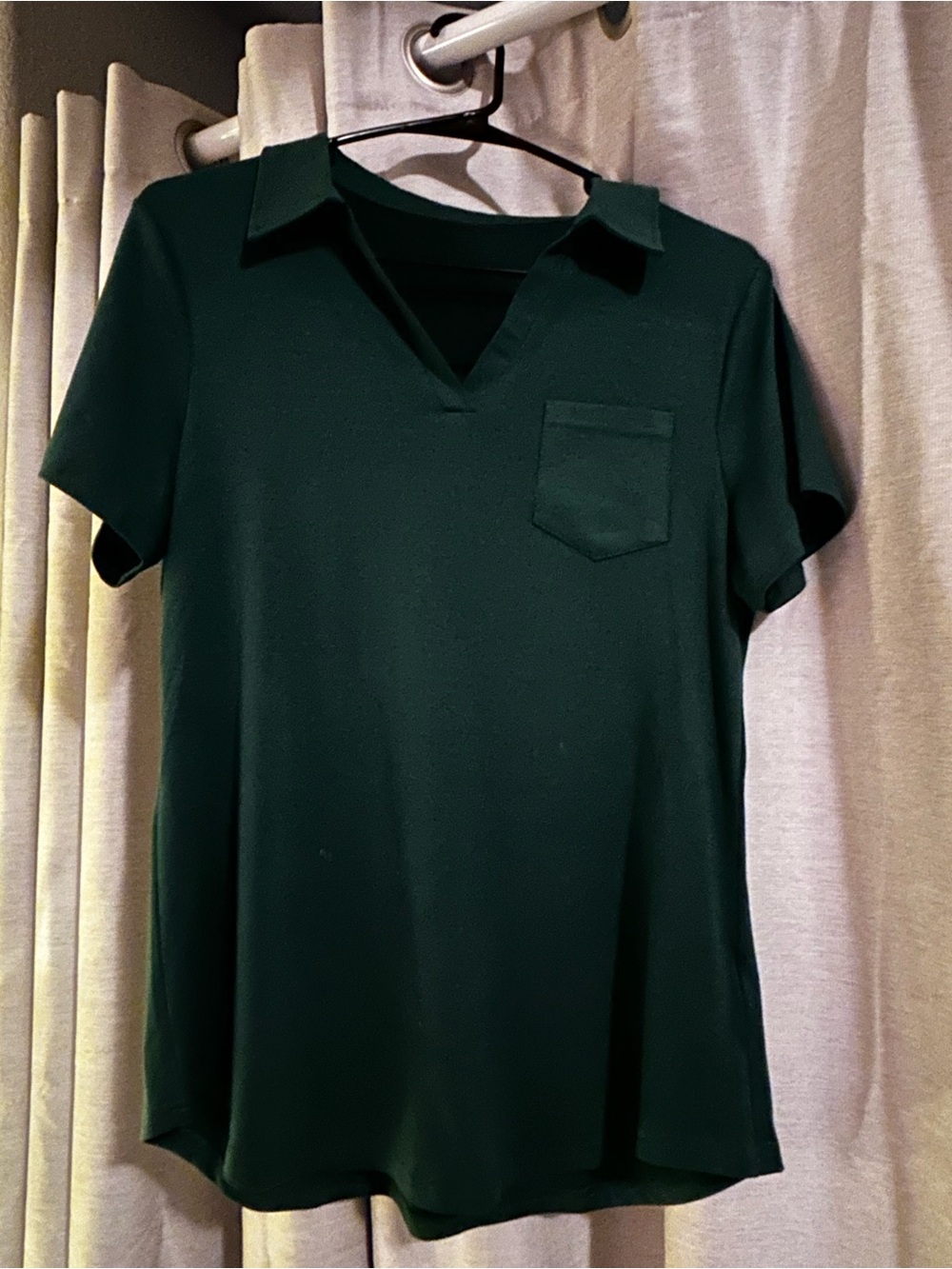 Women's Forest Green Polo V-Neck Top